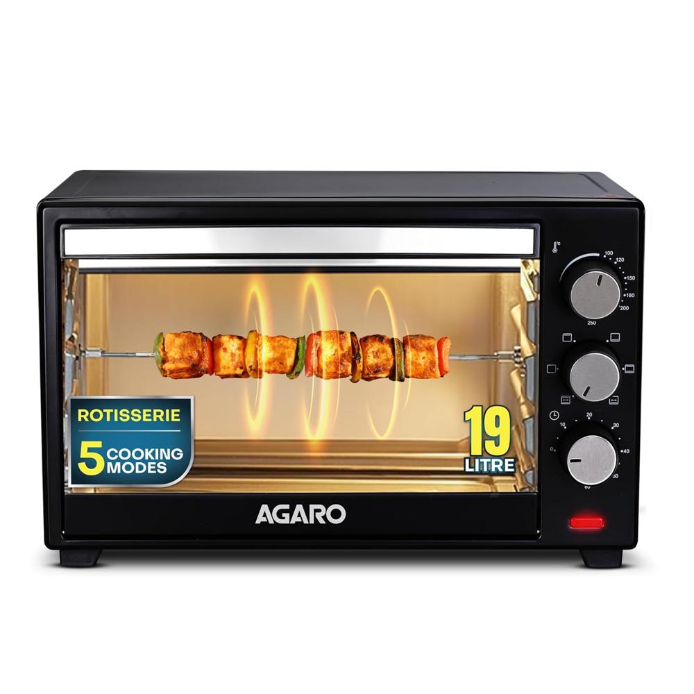 AGARO Marvel 19 Litres Oven Toaster Griller, Motorised Rotisserie, OTG with 5 Heating Modes, Cake Baking(33183)