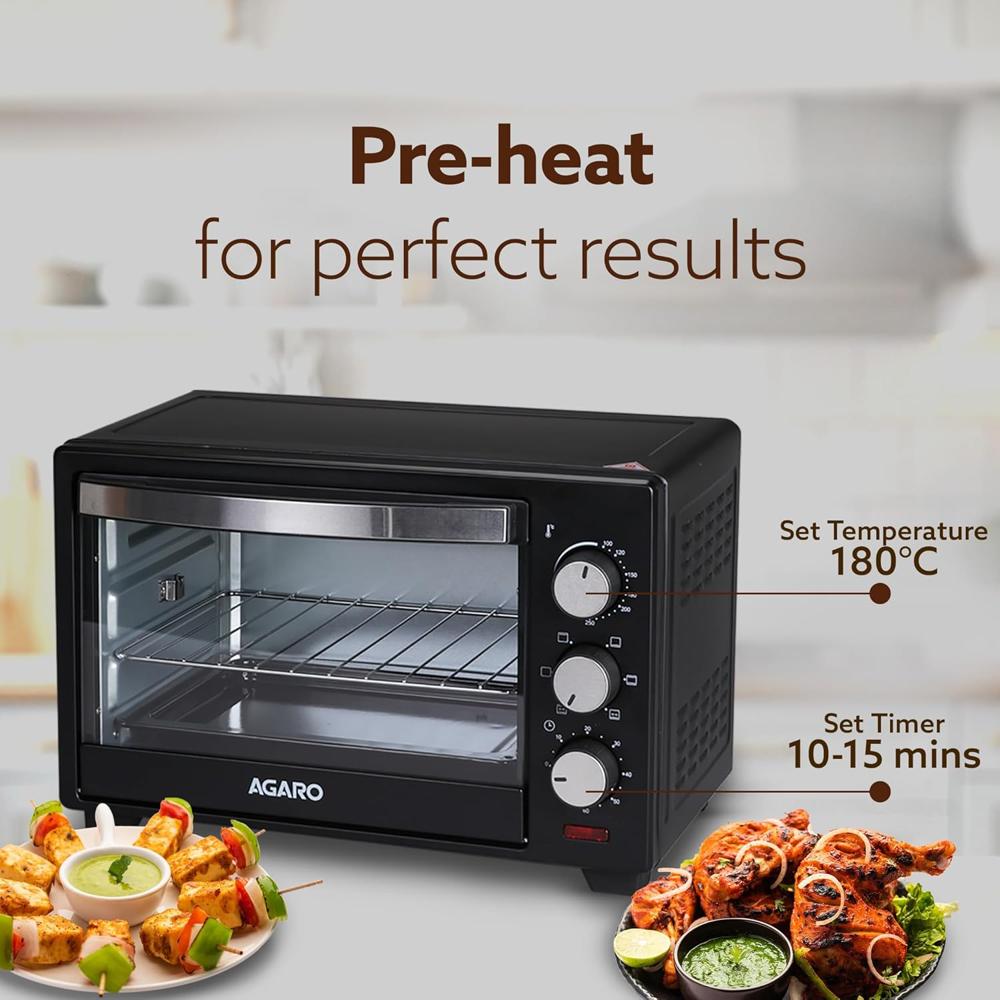 AGARO Marvel 19 Litres Oven Toaster Griller, Motorised Rotisserie, OTG with 5 Heating Modes, Cake Baking(33183)