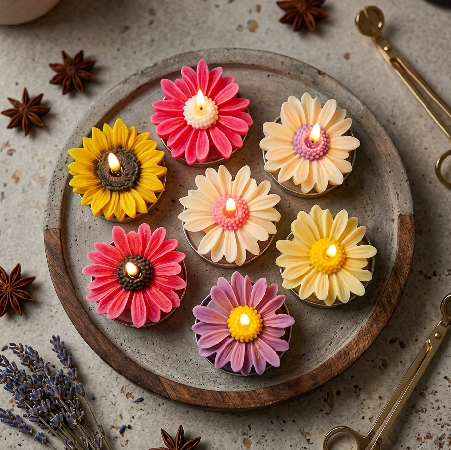 Handcrafted Daisy & Sunflower Flower Candles for Gifting, Events, Decor & Bulk Orders