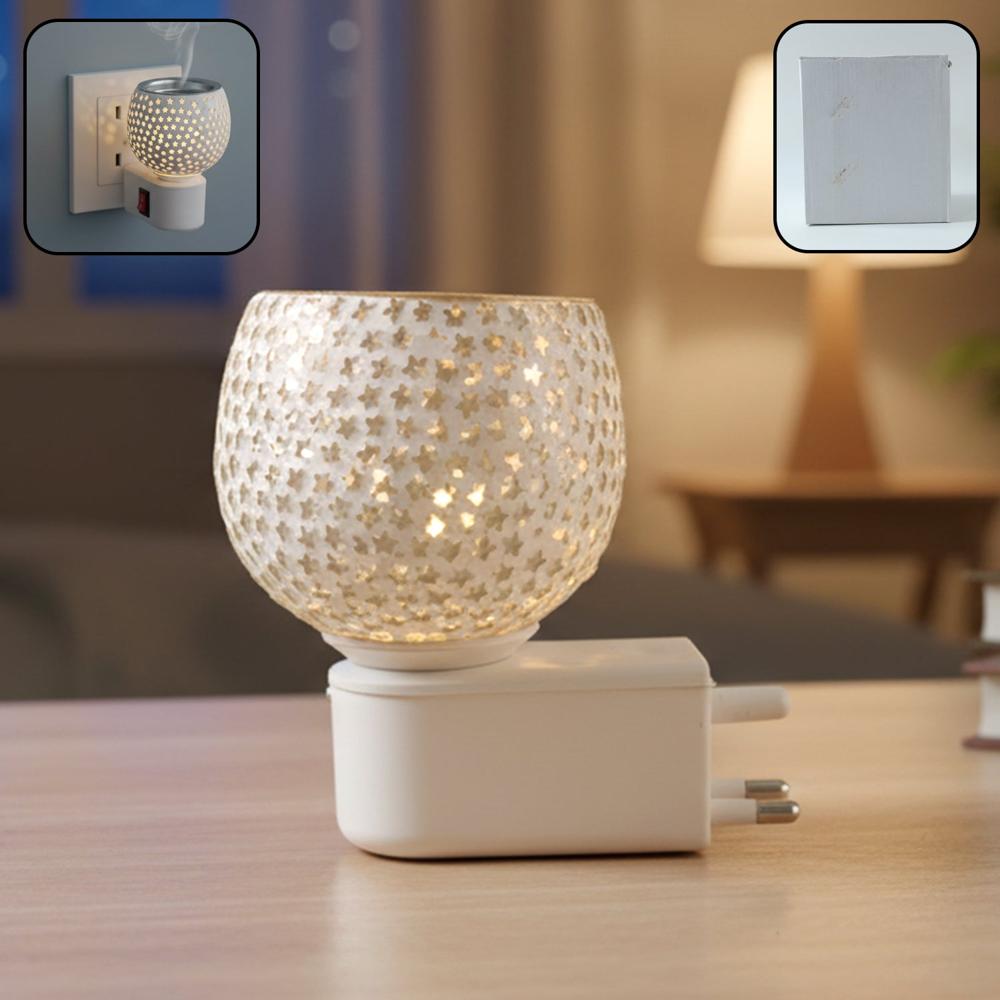 Premium Kapoor Dani Plug-In Star Cut Glass Aroma Diffuser Night Lamp (1 Pc) - Color: Mix