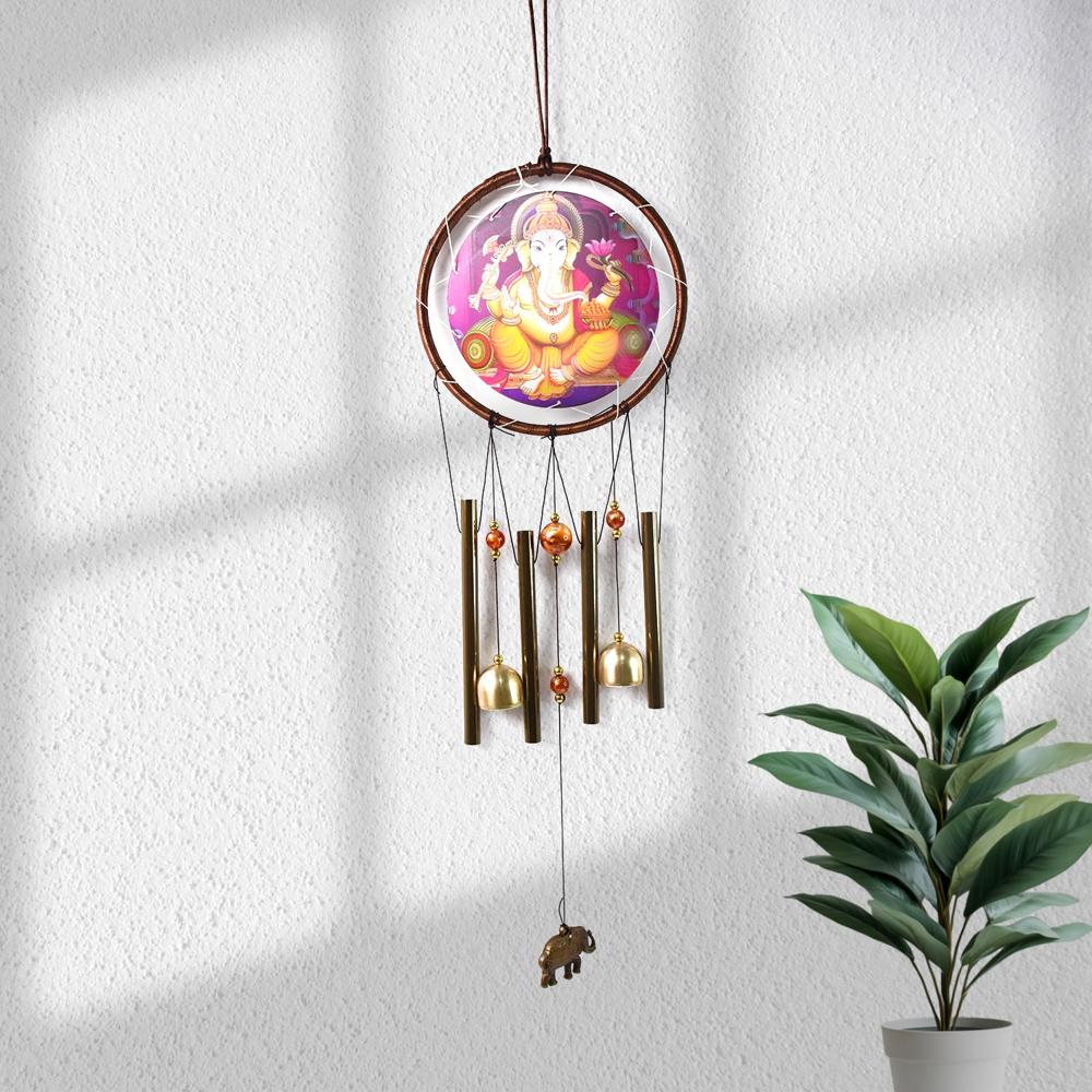 Lord Ganesh Wind Chimes Outdoor Hanging Wind Chime (1 Pc) - Color: Mix