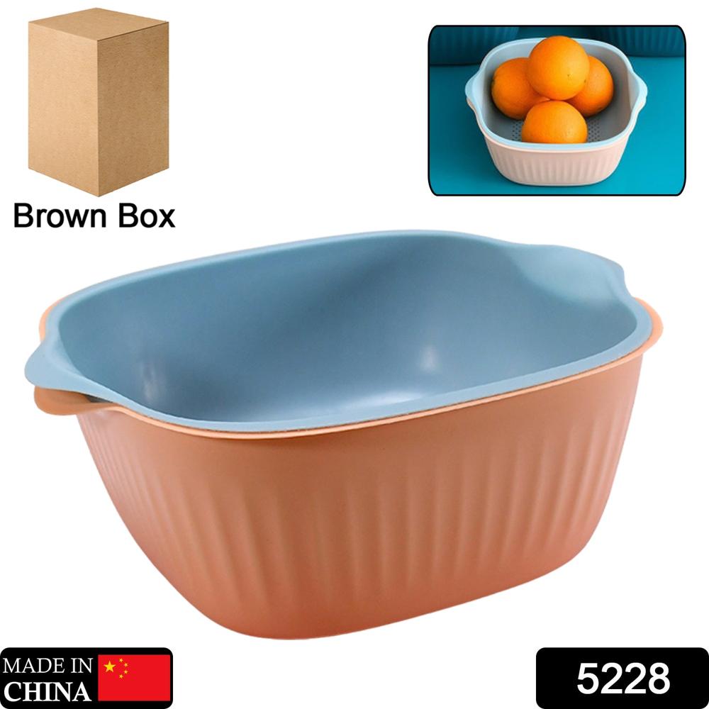 Plastic Washing Bowl & Strainer Basket For Kitchen Use - Color: Mix