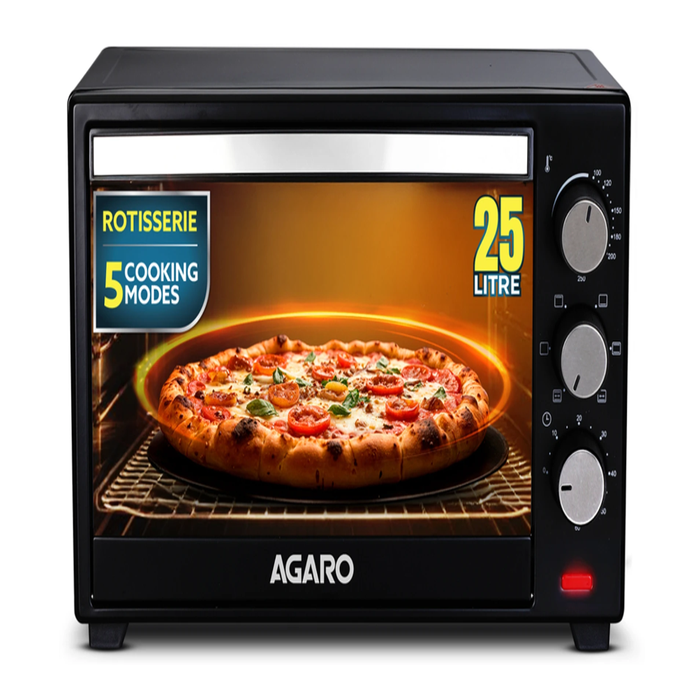 AGARO 25-Litre Marvel-33184, 1600W, 5 Cooking Modes, Bake, Grill, Roast, Toast, Rotisserie (Black)