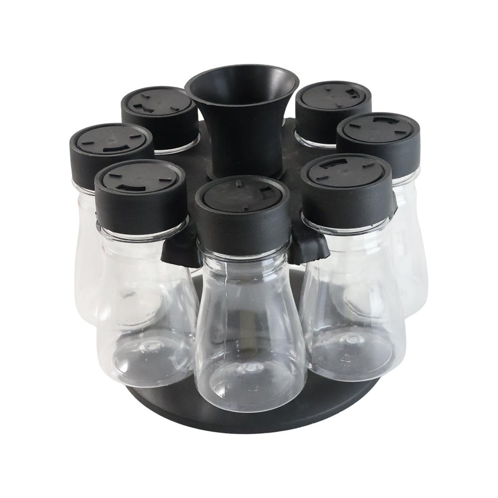 8 in 1 Revo-lving Plastic Spice Rack Set with Rotating Stand