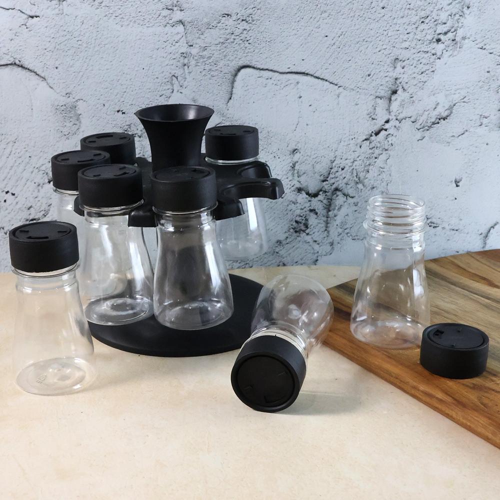 8 in 1 Revo-lving Plastic Spice Rack Set with Rotating Stand