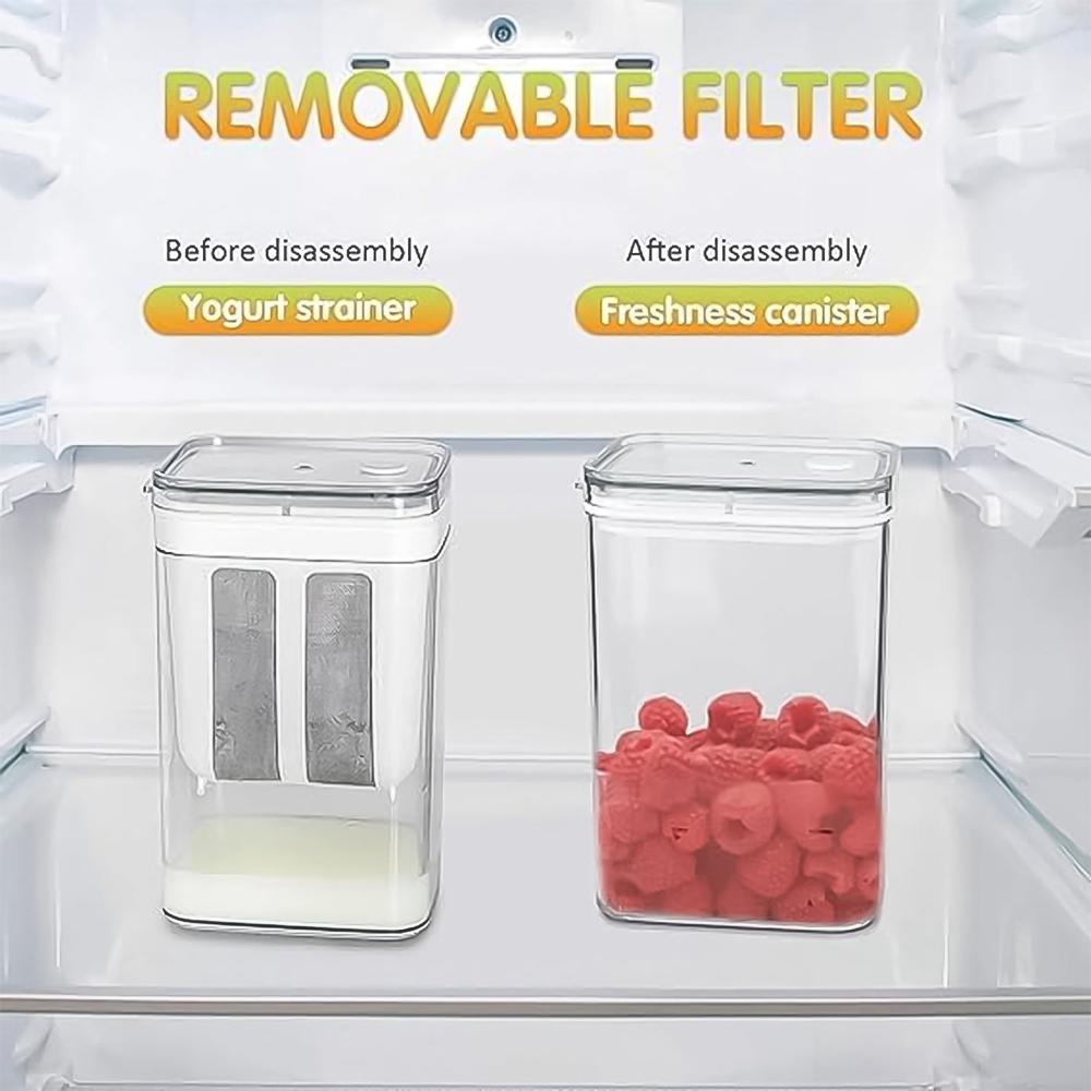 2 in 1 Yogurt Strainer with Storage Box  1100ml (Plastic + Steel)