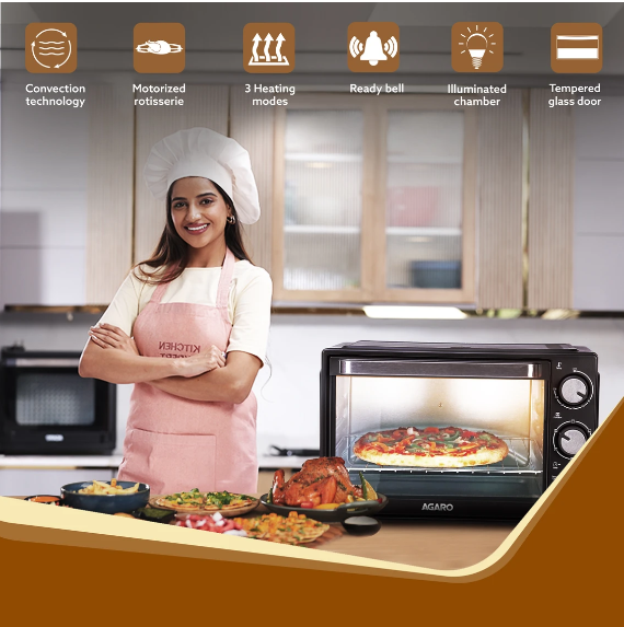 AGARO 30-Litre with Motorised Rotisserie 33393 (Black) 1500 W