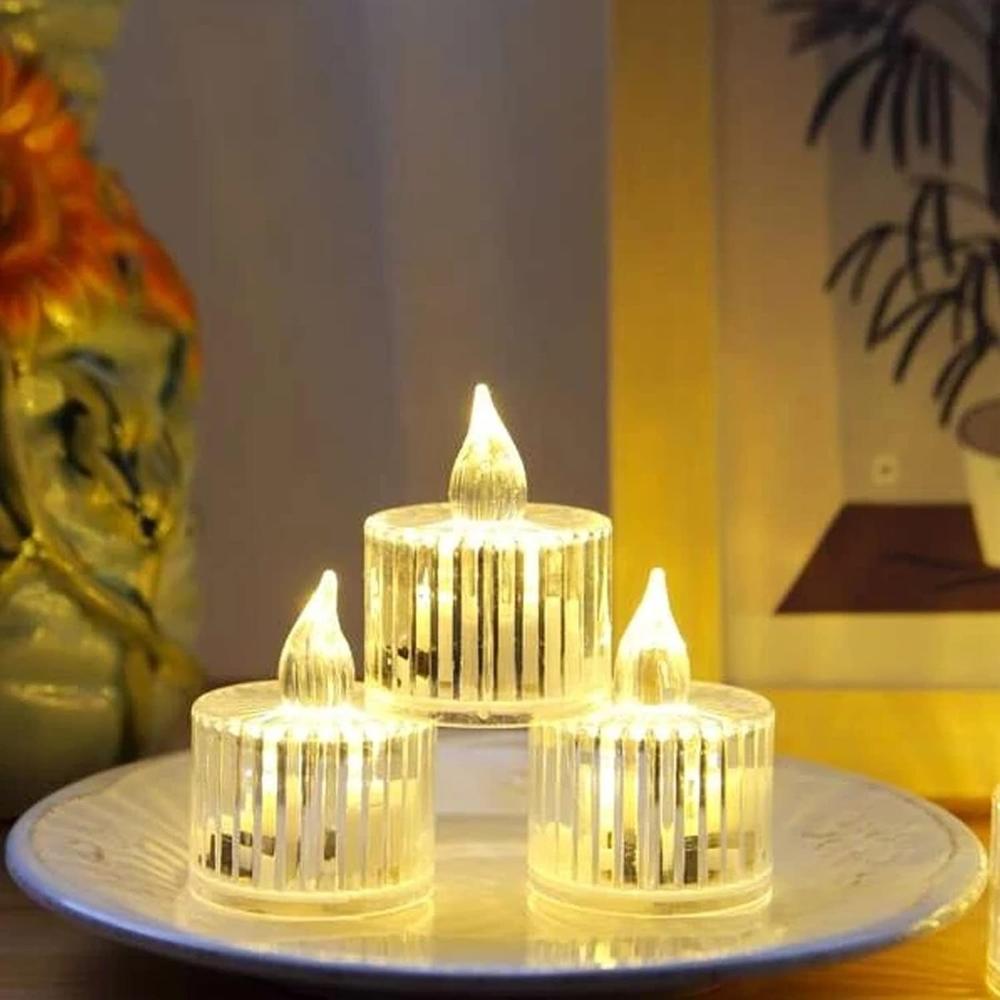Flameless Acrylic Led Tealight Candles For Festival Decor (12 Pc) - Color: Mix