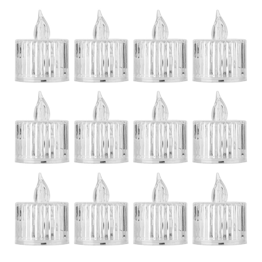 Flameless Acrylic LED Tealight Candles for Festival Decor (12 Pc)