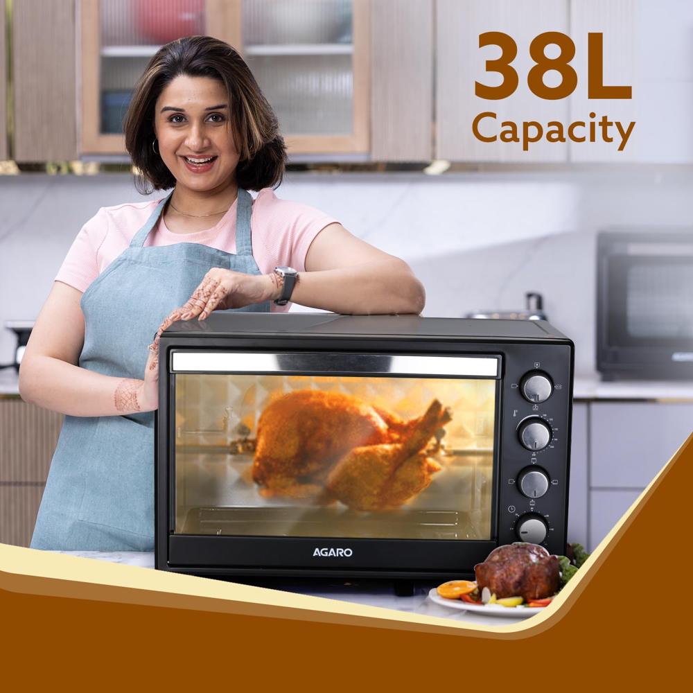 AGARO Marvel 38 Liters Oven Toaster Griller, Motorised Rotisserie and Convection Cake Baking  1600 W (33267)