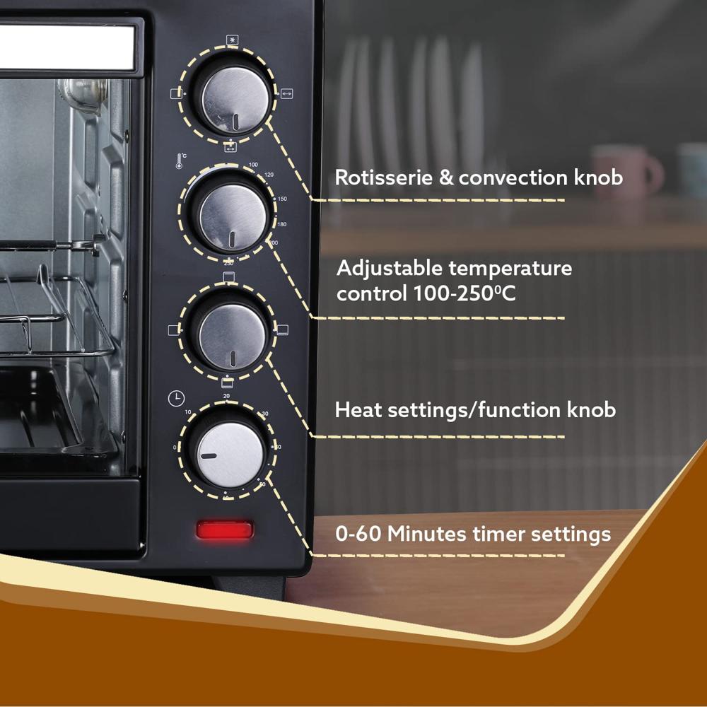AGARO Marvel 38 Liters Oven Toaster Griller, Motorised Rotisserie and Convection Cake Baking  1600 W (33267)
