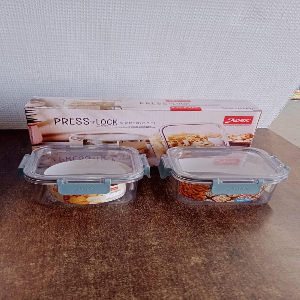 Apex Press N Lock Airtight Food Storage Container Set (2Pc/450ml) Approx