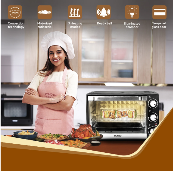 AGARO 40-Litre with Motorised Rotisserie 33394 (Black) 1500 W