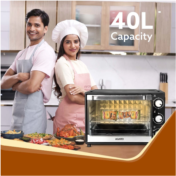 AGARO 40-Litre with Motorised Rotisserie 33394 (Black) 1500 W