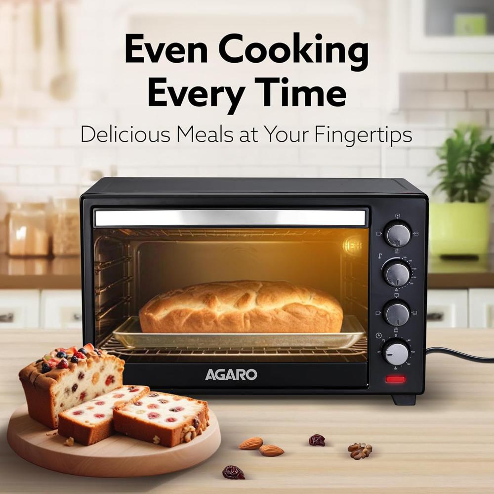 AGARO Marvel 48 Liters Oven Toaster Griller, Motorised Rotisserie and Convection Cake Baking  2000 W (33310)