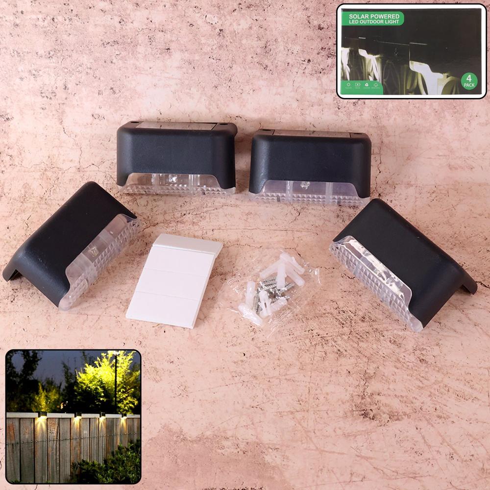 4-Piece Solar Waterproof Garden, Stair & Railing Lights - Color: Mix