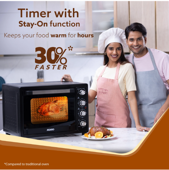 AGARO 60-Litre Royal OTG, Motorised Rotisserie, Convection,3 Heating Modes, (Black) 2000 W ( 33997)