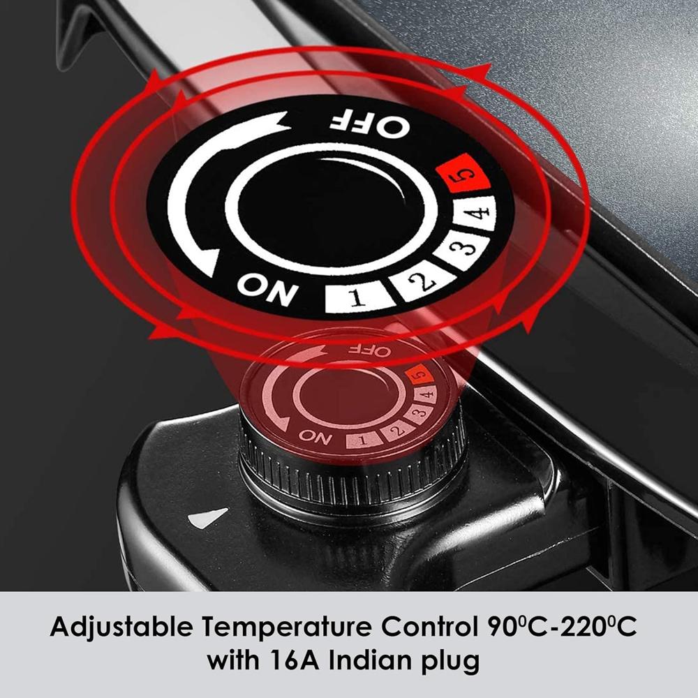 AGARO 1600 Watt Barbeque Griller, Non-Stick, Variable Temperature Control, Toughened Glass Lid (33435)