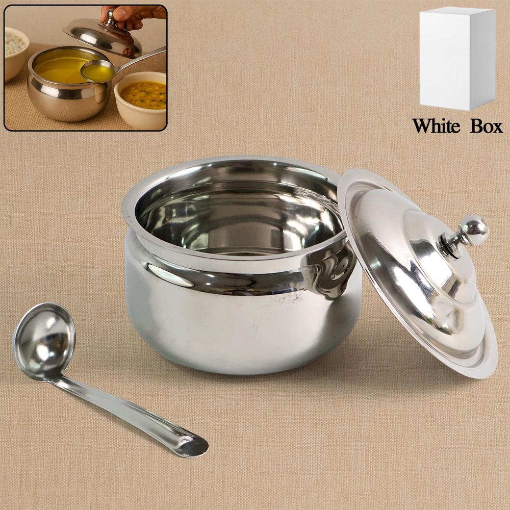 Premium Stainless Steel Ghee Pot (1 Set) - Color: Mix