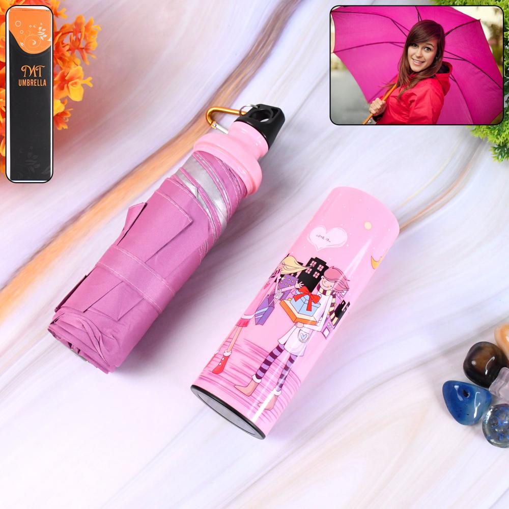 4 Fold Foldable Bottle Summer Umbrella For On-The-Go (1 Pc / Mix Color) - Material: Plastic