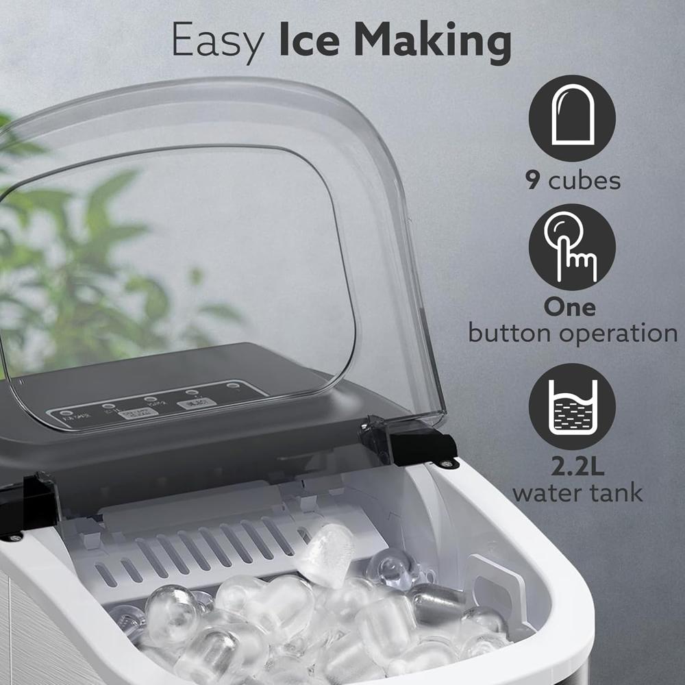 AGARO Regency Ice Maker, Portable Ice Maker, 2.2L water Tank, 9 Pcs Ice Cube at a time(34197)