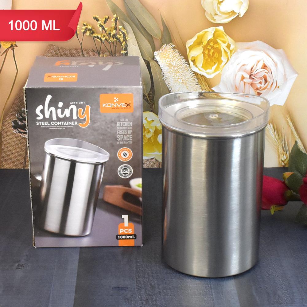 Stainless Steel Airtight Containers With See Through Lid (1 Pc / 1000 Ml) - Color: Mix