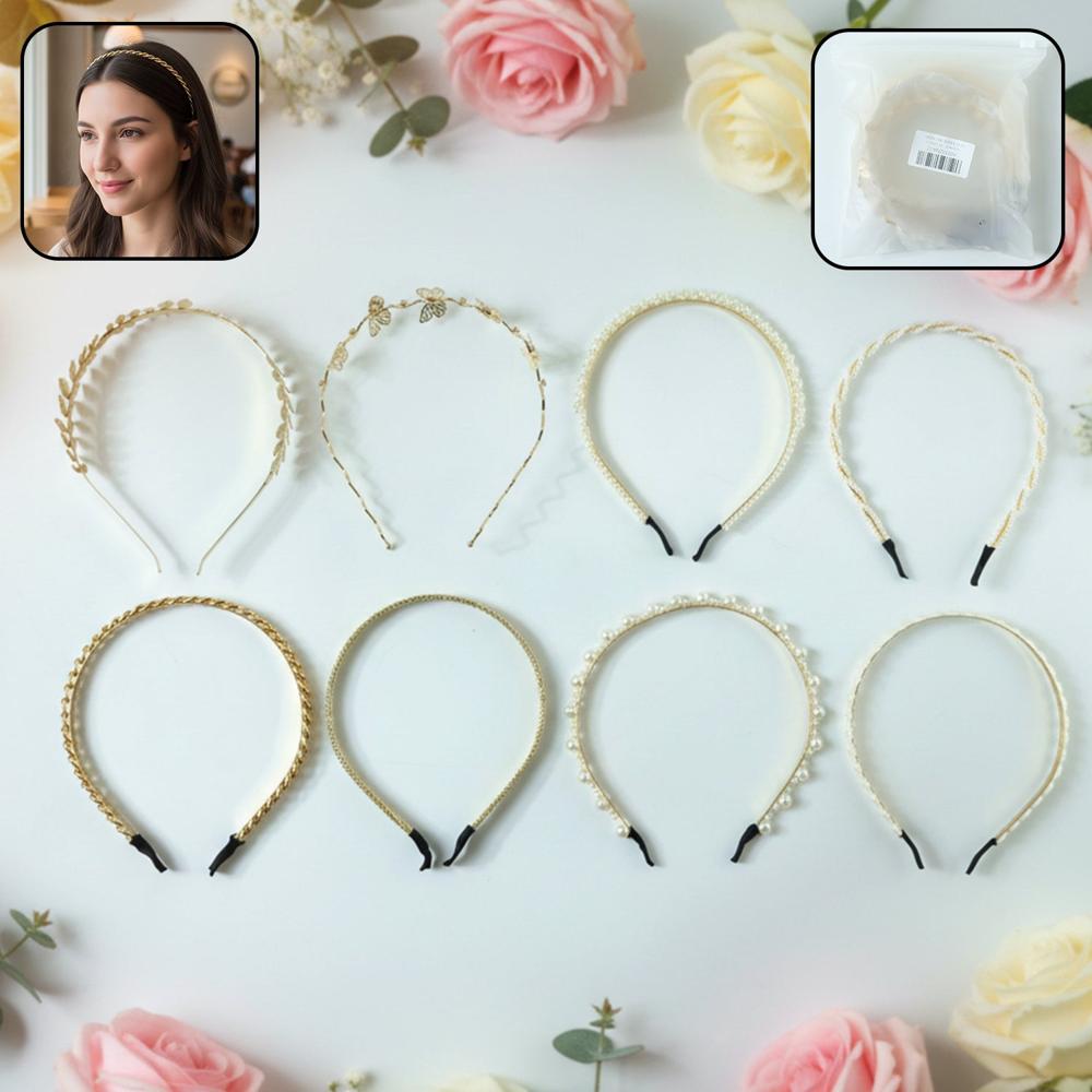Designer Hair Band Set (8 Pc Set) - Color: Mix