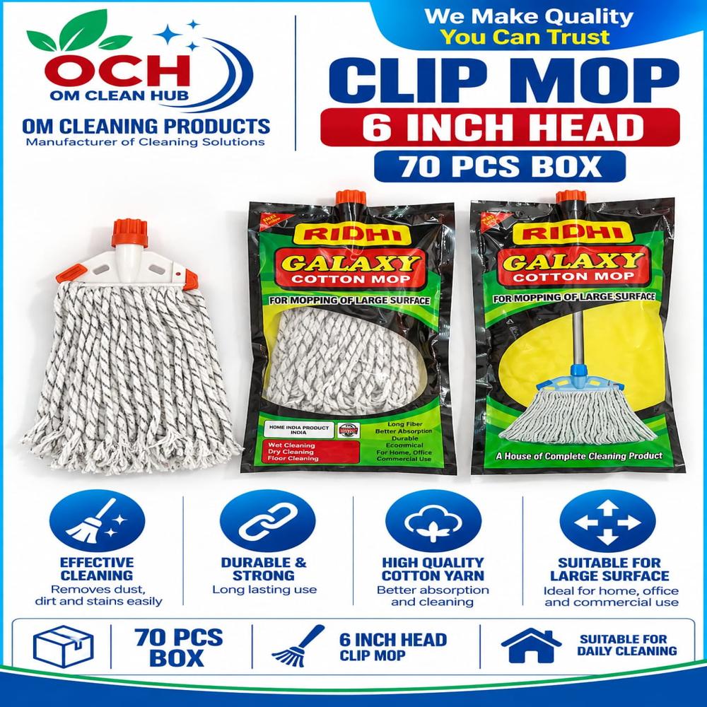 6 Inch Clip Mop Head - Features: Clip-On Design
