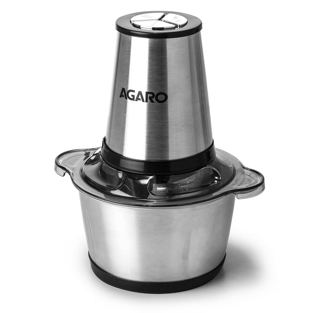 AGARO Delite Vegetable & Meat Chopper for Kitchen, Garlic Peeler, Egg Whisker, 2L Bowl, 400W Motor (34228)