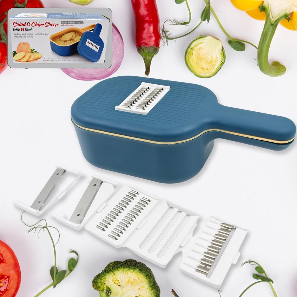 Vegetable Slicer Cutter - 6 Blades Kitchen Accessories (1 Set) - Color: Mix
