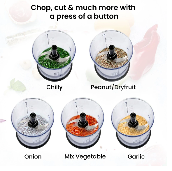 AGARO Elegant Electric 400W Vegetable Chopper, 500 Ml, 100% Copper Winded Motor, Electric Vegetable & Fruit Chopper (1 Vegetable Chopper)(33712)