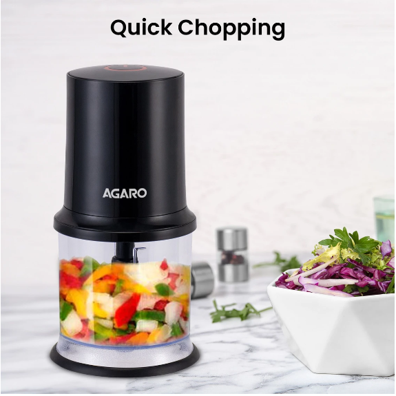 AGARO Elegant Electric 400W Vegetable Chopper, 500 Ml, 100% Copper Winded Motor, Electric Vegetable & Fruit Chopper (1 Vegetable Chopper)(33712)