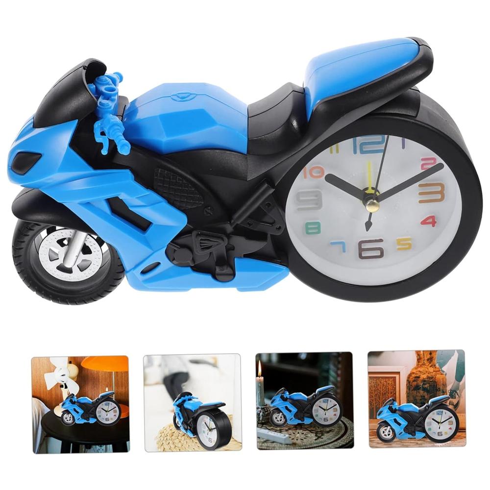 Retro Motorcycle Alarm Clock  Novelty Bike Engine Style Desk Clock - Color: Mix