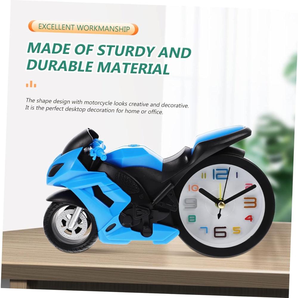 Retro Motorcycle Alarm Clock  Novelty Bike Engine Style Desk Clock