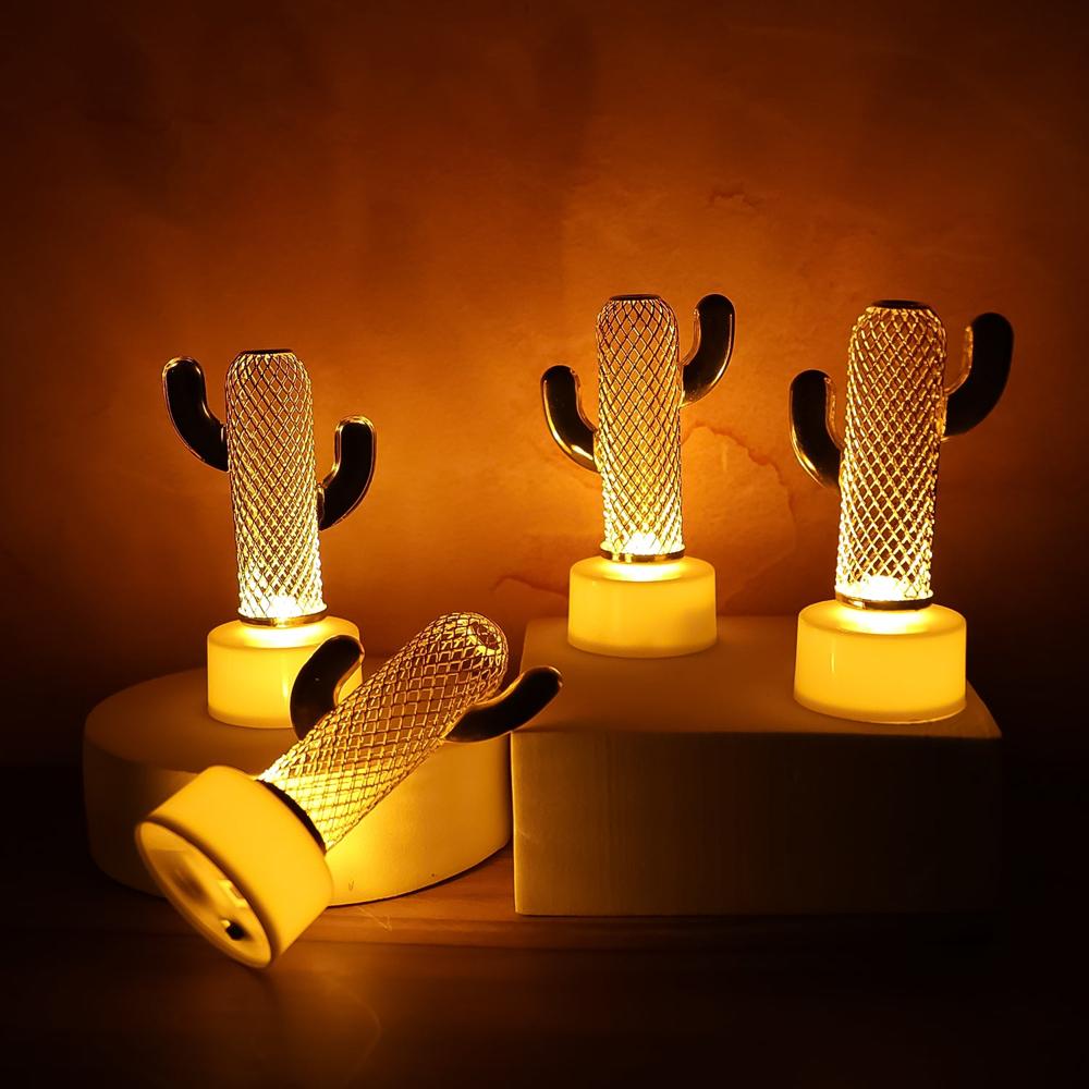 Decorative Cactus Shaped Flameless Led Candles (4 Pc) - Color: Mix