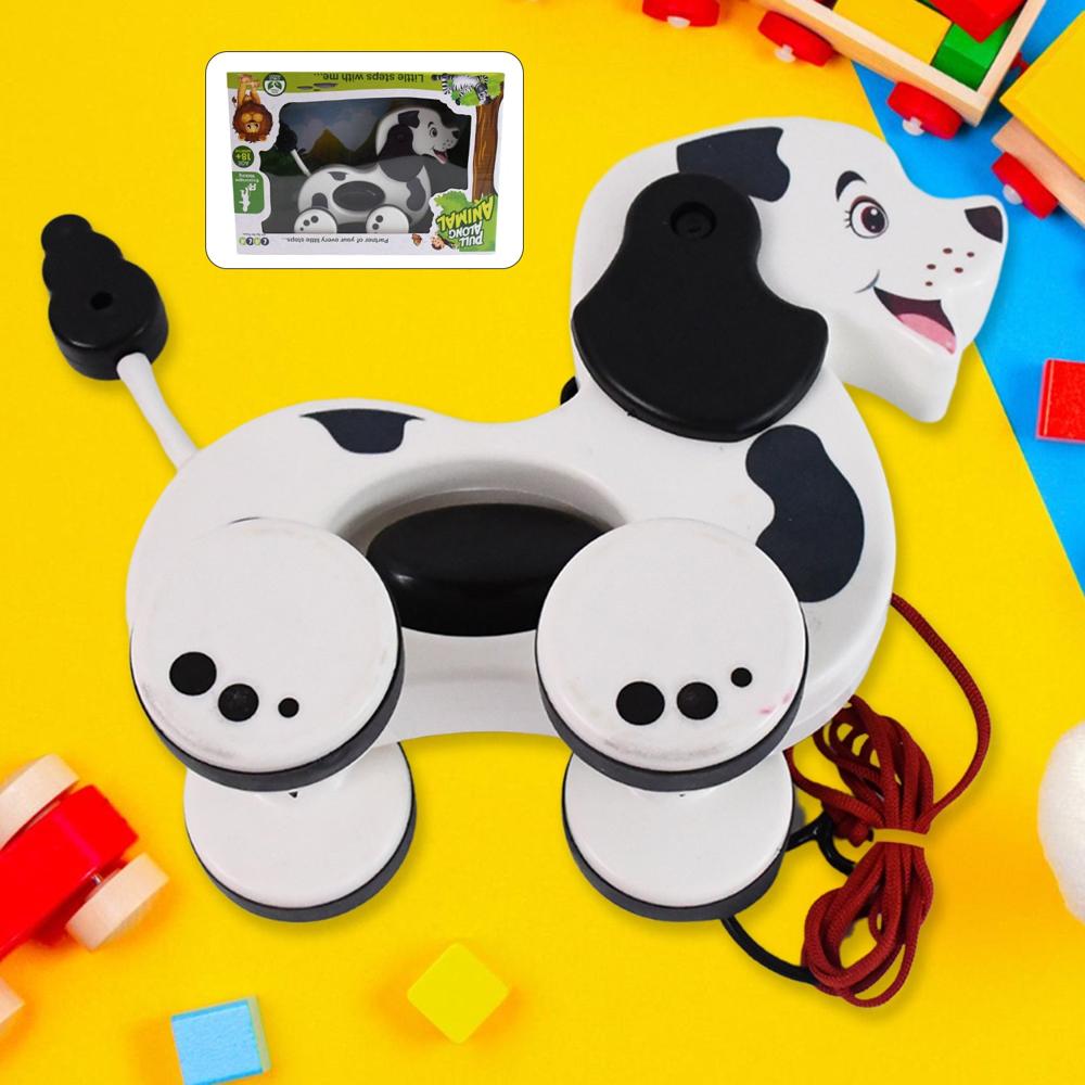 Dog Pull Along Toddler Toy With Attractive Design - High-quality Plastic, Medium 20x10x13 Cm, Multicolor | Impact-resistant, Glossy Finish, Non-toxic, Pull-along
