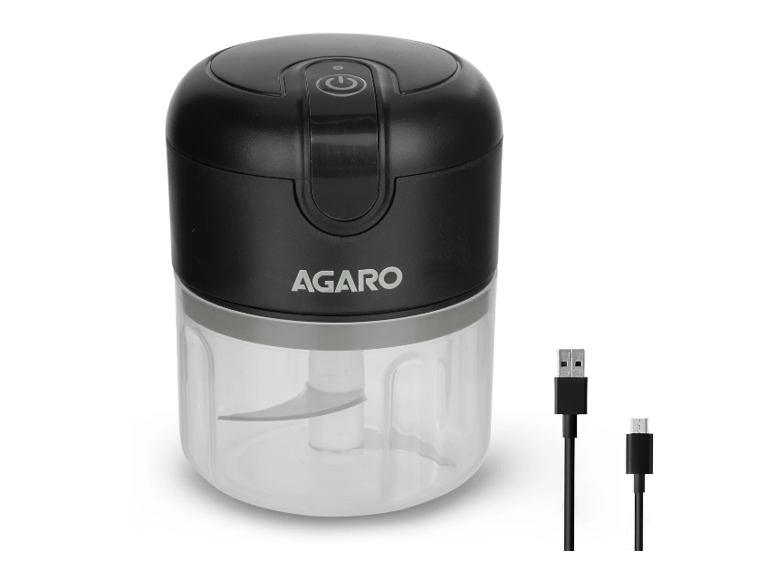 AGARO Elite Rechargeable Mini Electric Chopper, 250 Ml, One Touch Operation Electric Vegetable & Fruit Chopper 1 Vegetable Chopper 800 W (34036)