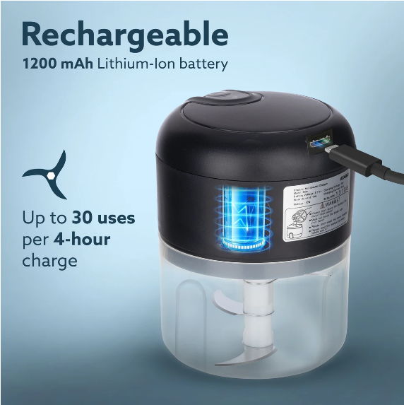 AGARO Elite Rechargeable Mini Electric Chopper, 250 Ml, One Touch Operation Electric Vegetable & Fruit Chopper 1 Vegetable Chopper 800 W (34036)