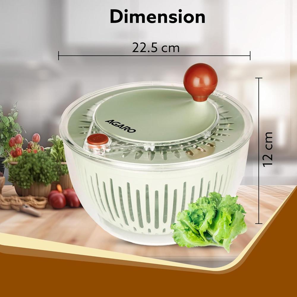 AGARO Elite Salad Spinner, 5L, Vegetable Cleaner & Dryer, Removes Excess Water & Pesticides, Cleans Vegetables Thoroughly (34149)