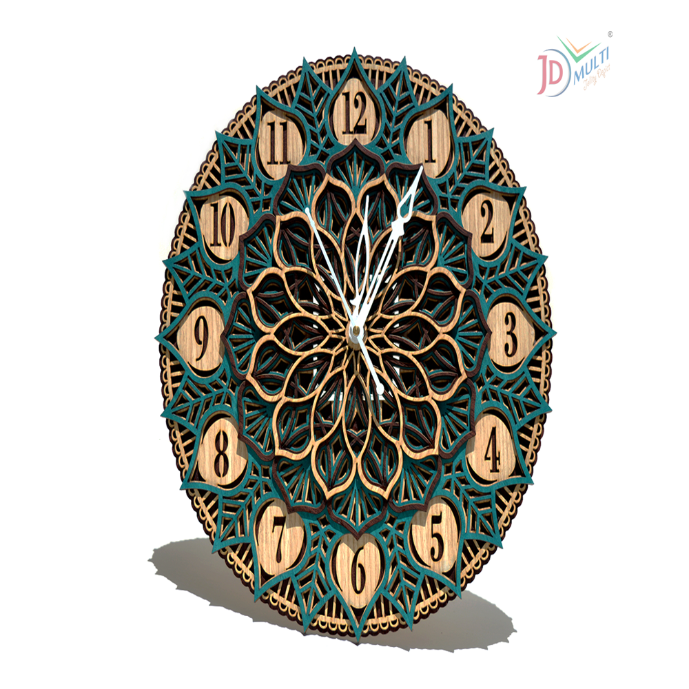JDC005 Multilayer Wood Finish Decorative Wall Art Clock