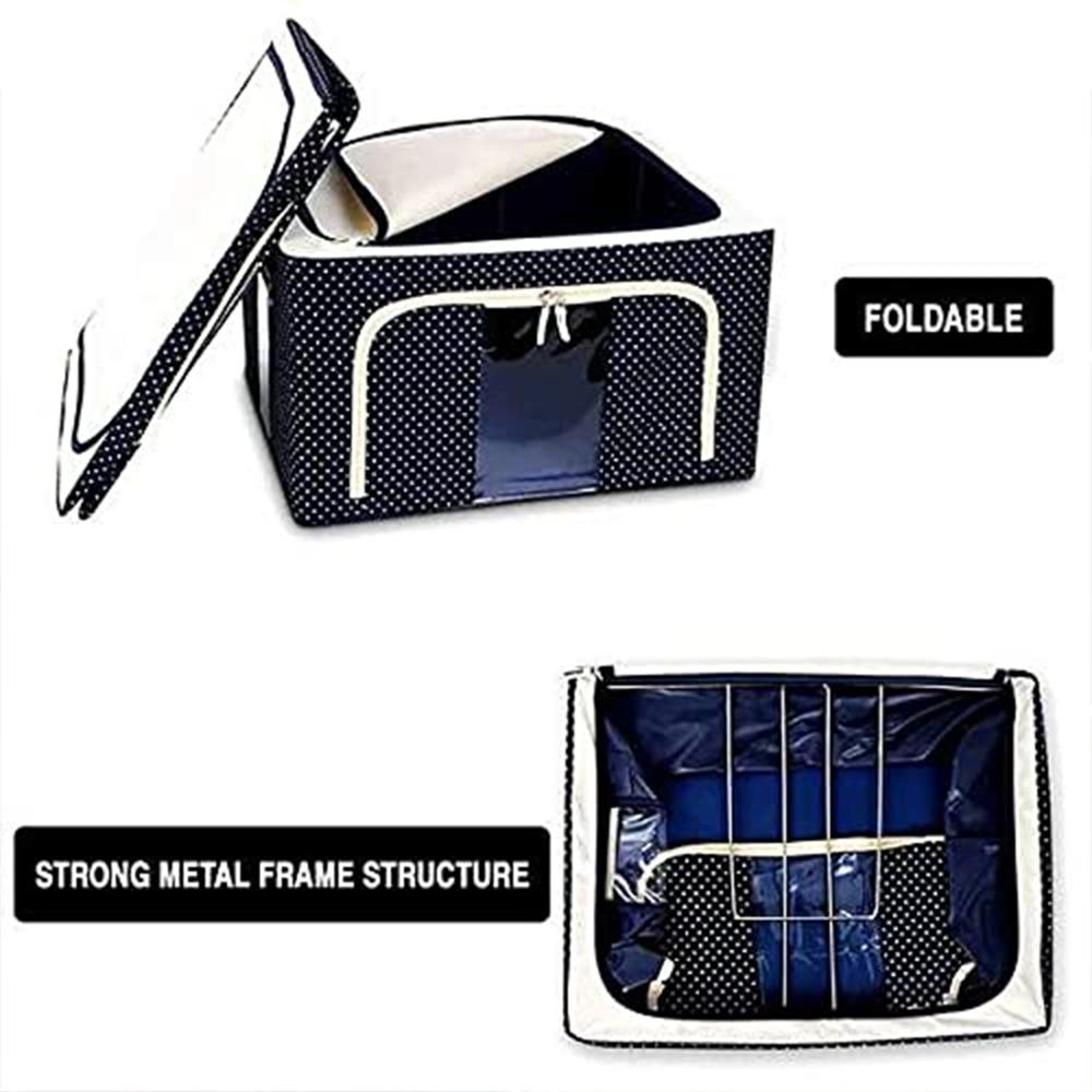 Foldable Steel Frame Clothes Storage Organizer Bag 60x43x32cm (Mix Color)