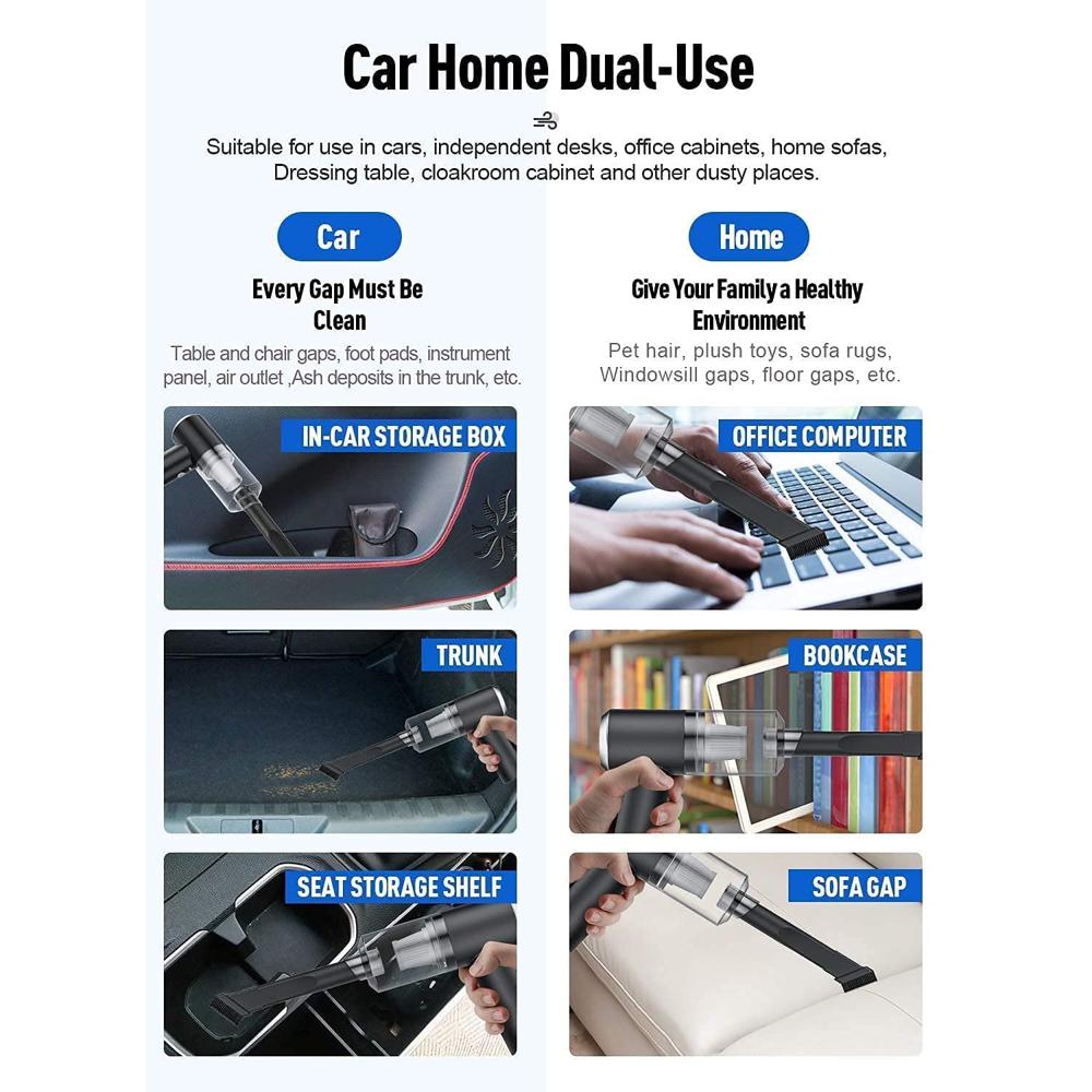 2 In 1 Wireless Vacuum Cleaner  120w Handheld Usb Rechargeable For Home & Car (1 Pc) - Color: Mix