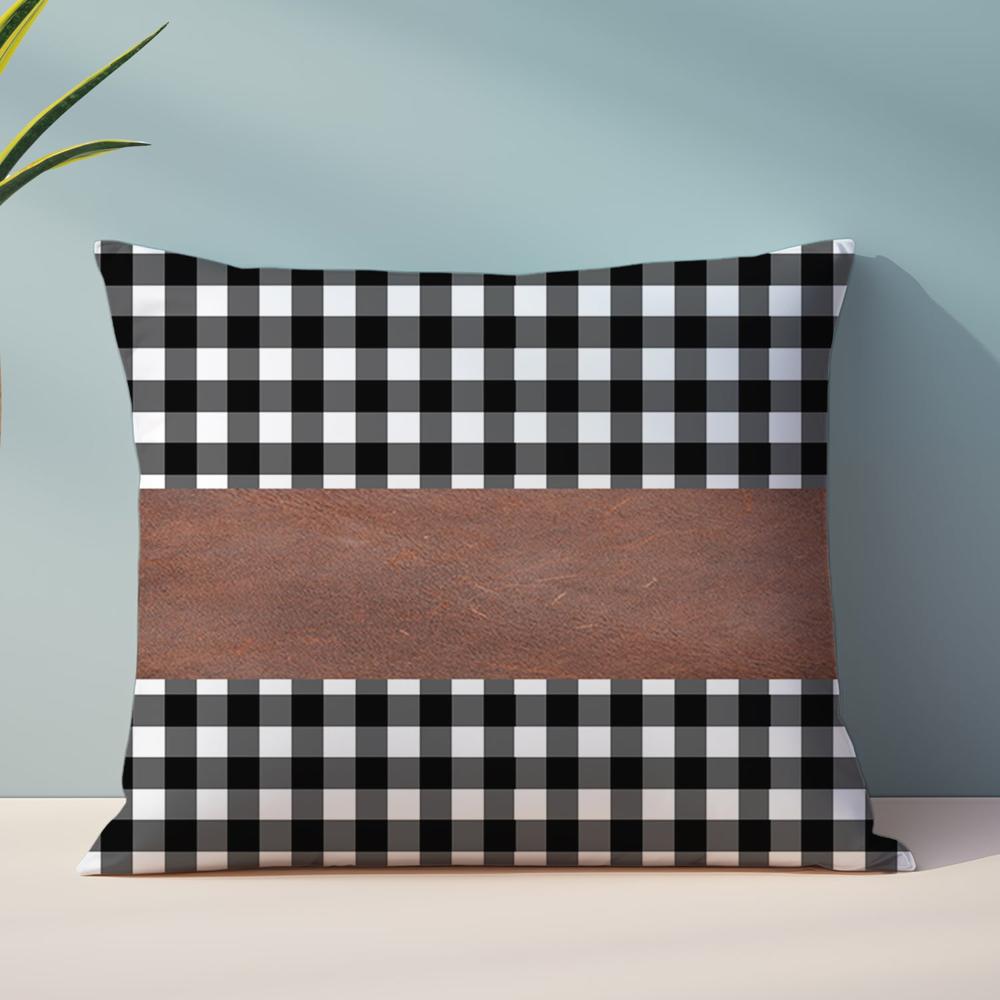 Pillow Covers, Leather & Cotton Cushion Covers (15  15 Inch / 1 Pair / 2 Pc) - Color: Mix