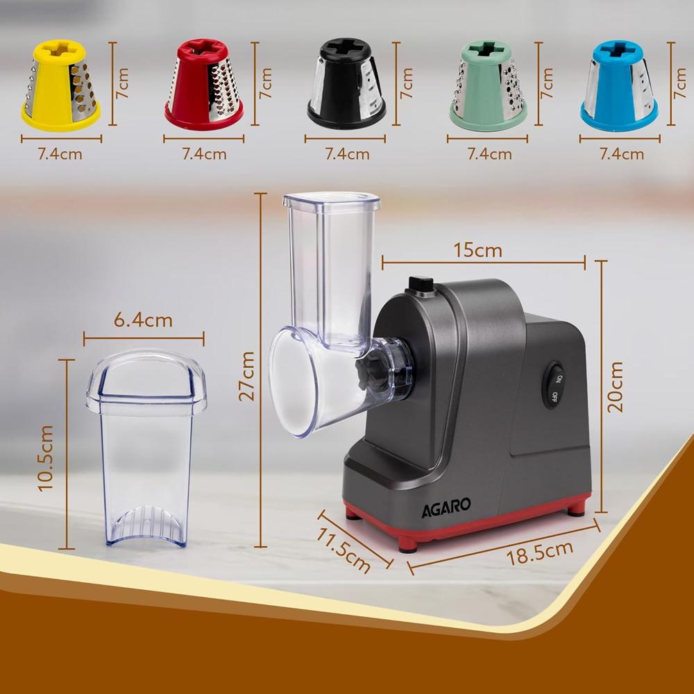 AGARO Marvel Electric Grater & Slice Machine,250W Professional Electric Cheese Grater (34151)