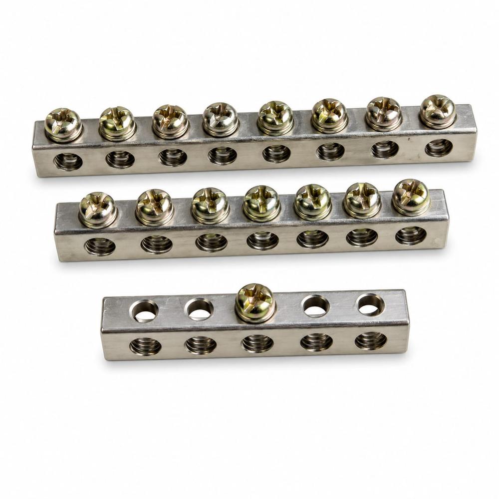 Brass Single Pole Neutral Bar - Size: Multi
