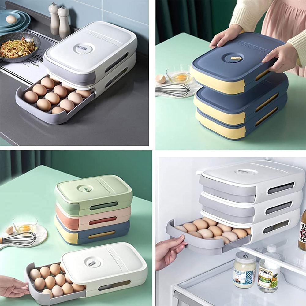 Plastic Egg Storage Box Drawer Style Fridge Organizer Tray (1 Pc)