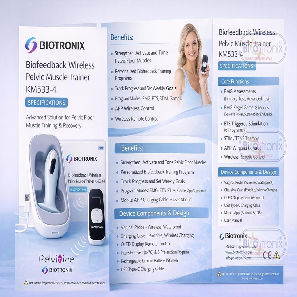 Wireless EMG Kegel Trainer for Bladder and Pelvic Stability Therapy