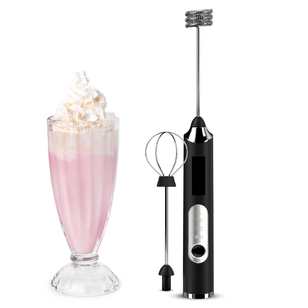 Rechargeable Handheld Milk Frother - 3-Speed Electric Foam Maker for Coffee with 2 Whisks and Coffee Decoration Tool, ( 34052)