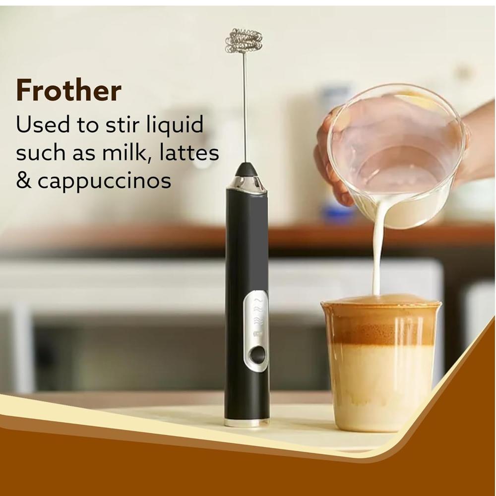 Rechargeable Handheld Milk Frother - 3-Speed Electric Foam Maker for Coffee with 2 Whisks and Coffee Decoration Tool, ( 34052)