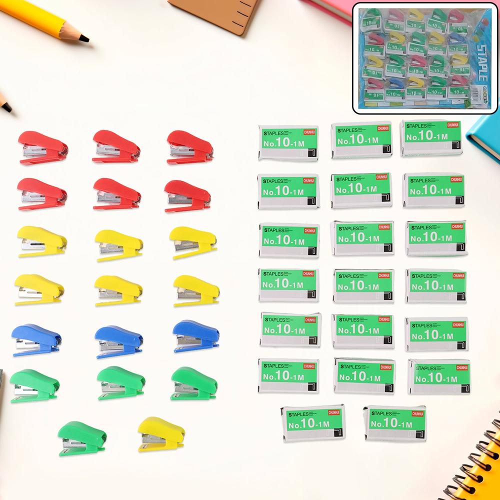 Mini Stapler Set Staples Assorted Colors | No.10 Staplers with Pins (20 pcs Set)
